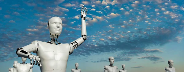 Bireysel düşünen meraklı robotun üç boyutlu çizimi