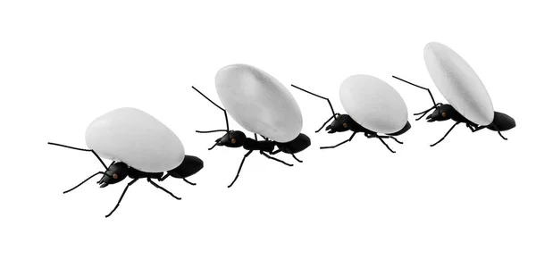 Concept Work Team Ants Moving Stones Illustration — Stock Photo, Image
