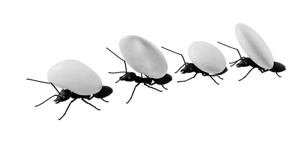 Concept Work Team Ants Moving Stones Illustration 스톡 사진