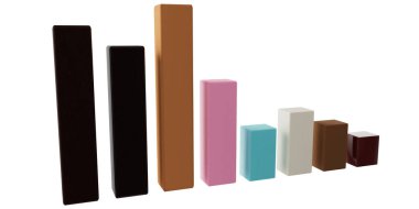 3d illustration, economic graphs in the form of bars
