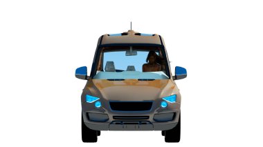 3d illustration , prototype car being driven by a woman