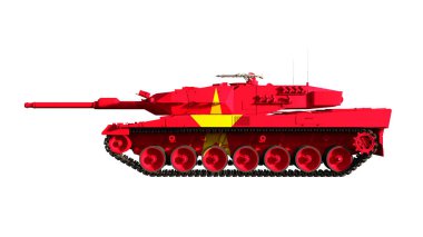3d illustration of military vehicles, tanks painted with flag