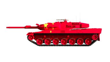 3d illustration of military vehicles, tanks painted with flag