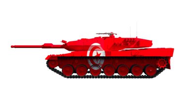 3d illustration of military vehicles, tanks painted with flag