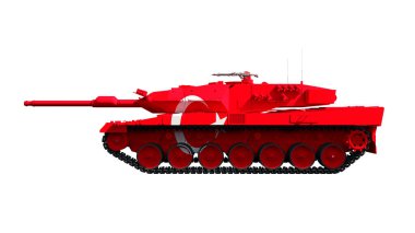 3d illustration of military vehicles, tanks painted with flag