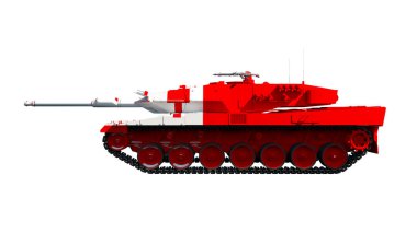 3d illustration of military vehicles, tanks painted with flag