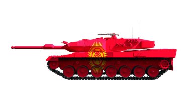 3d illustration of military vehicles, tanks painted with flag