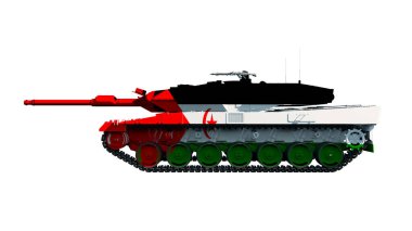 3d illustration of military vehicles, tanks painted with flag