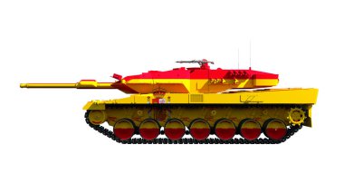 3d illustration of military vehicles, tanks painted with flag