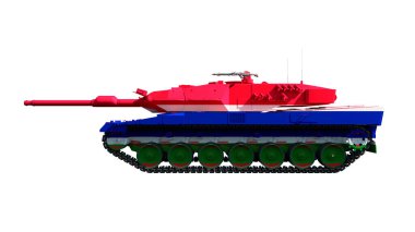 3d illustration of military vehicles, tanks painted with flag
