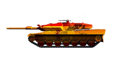 3d illustration of military vehicles, tanks painted with flag