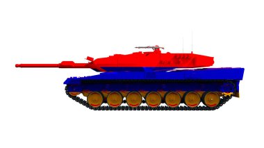 3d illustration of military vehicles, tanks painted with flag