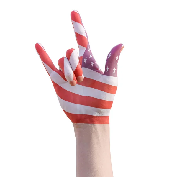 Illustration Hand Gesturing United States American Flag Tattoo Communication Nation —  Fotos de Stock