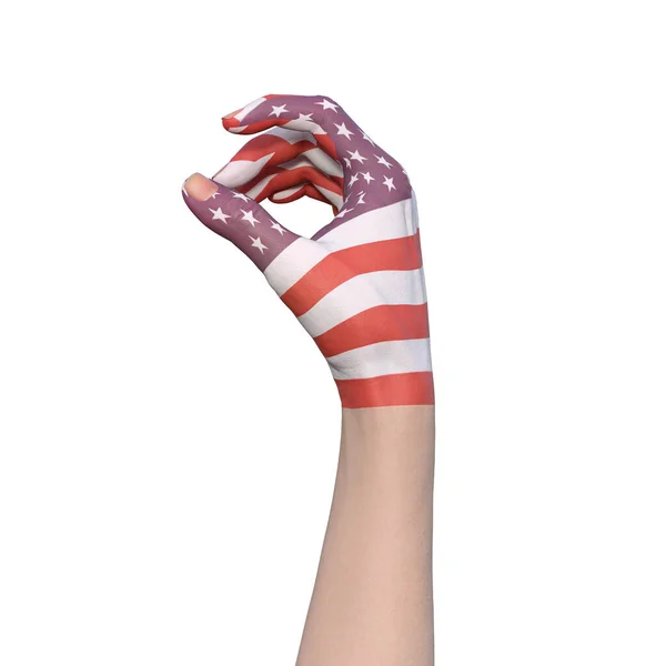 Ілюстрація Жестування Рук Єднаними Державами Американський Прапор Татуювання Комунікація Концепція — стокове фото