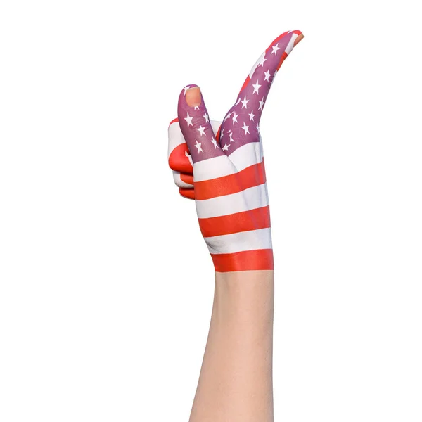 Illustration Hand Gesturing United States American Flag Tattoo Communication Nation — Foto Stock