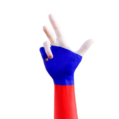 Rus bayrağı dövmesi, iletişim ve ulus konseptiyle el hareketlerinin 3D çizimi