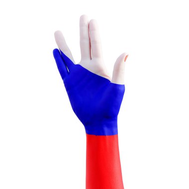 Rus bayrağı dövmesi, iletişim ve ulus konseptiyle el hareketlerinin 3D çizimi