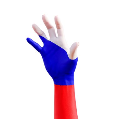 Rus bayrağı dövmesi, iletişim ve ulus konseptiyle el hareketlerinin 3D çizimi