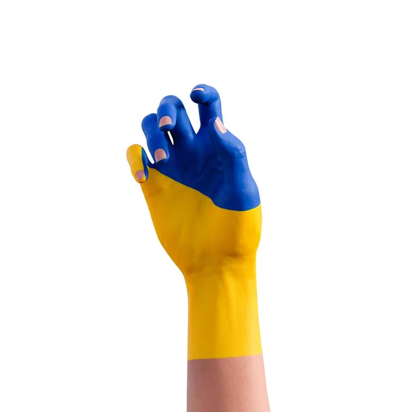 Illustration Von Handgesten Mit Tätowierung Der Ukrainischen Flagge Kommunikation Und — Stockfoto