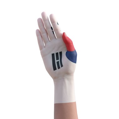 Güney Kore dövmesi, iletişim ve ulus kavramı ile el hareketlerinin 3D çizimi