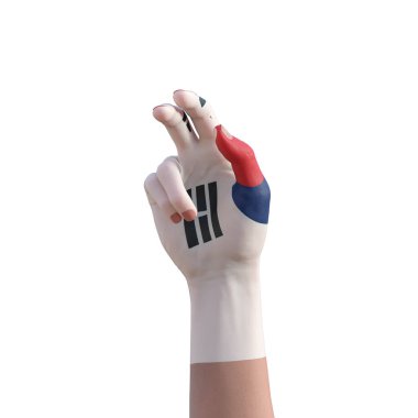 Güney Kore dövmesi, iletişim ve ulus kavramı ile el hareketlerinin 3D çizimi