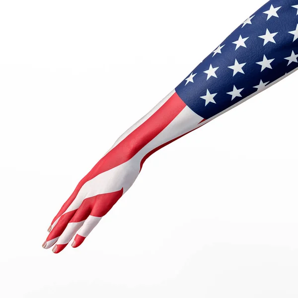 Illustration Muscular Woman Tattooed Flag Usa — Stock Photo, Image