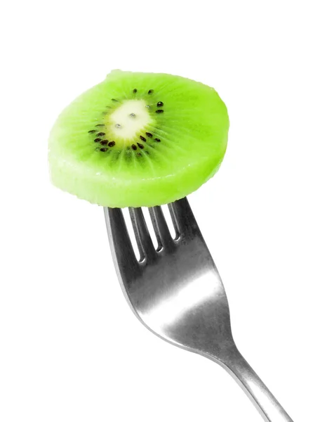 Kiwi auf Gabel — Stockfoto