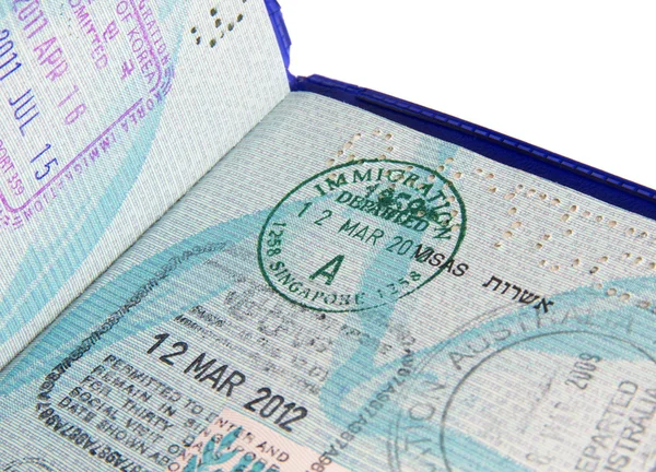 Stamps in passport — Stock Photo, Image