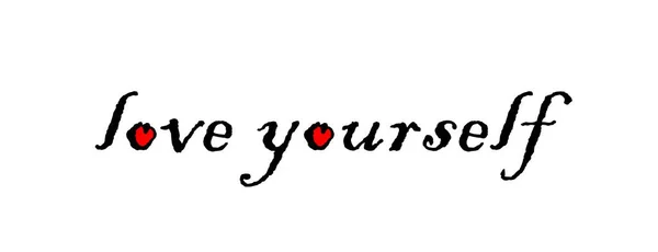 Love Yourself Text Design White — Stock fotografie