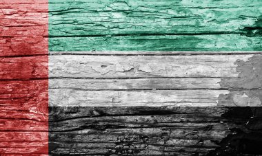 Boyanmış bayrağı olan ahşap bir doku.