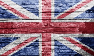 Boyanmış bayrağı olan ahşap bir doku.