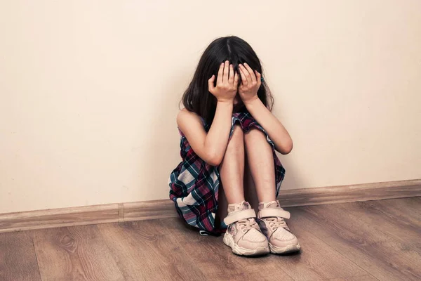 Small Girl Sitting Depression — Stock Photo, Image