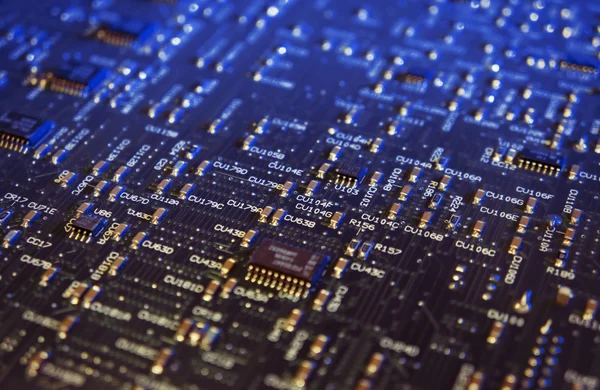 Microchips on a circuit board — Stock Photo, Image