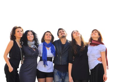 neşeli öğrenci grubu.