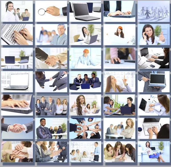 birlikte çalışan iş adamları ve araçları ile kolaj