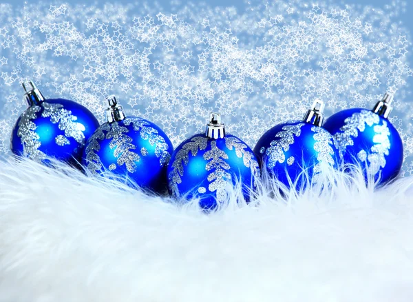 Blue christmas balls isolated on a white — Stockfoto