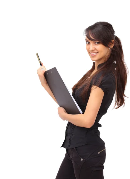 Mujer de negocios sonriente. Aislado sobre fondo blanco — Foto de Stock