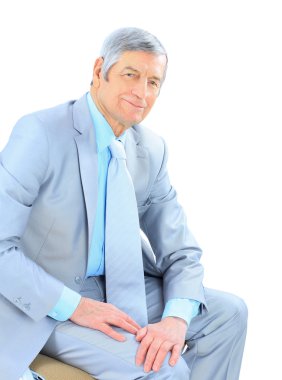 çağın bir mola için dinlenme, bir iş adamı. Beyaz bir arka plan üzerinde izole.