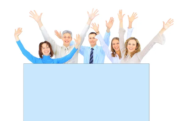 A group of business to conduct advertising. Isolated on a white background. — Stock Photo, Image