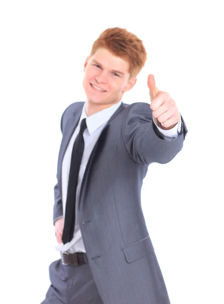 Der junge gutaussehende Geschäftsmann isoliert auf weißem Hintergrund. — Stockfoto