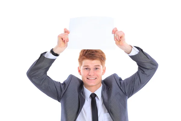 El joven hombre de negocios guapo aislado sobre un fondo blanco . — Foto de Stock