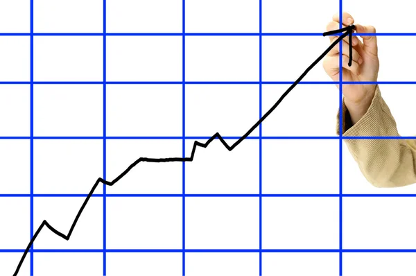 El hombre de negocios dibuja un gráfico. Aislado sobre un fondo blanco . —  Fotos de Stock