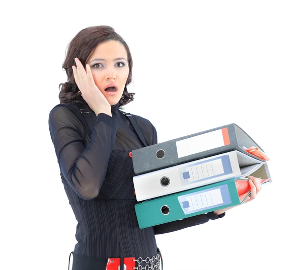 Nice business woman with documents. — Stock Photo, Image