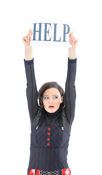 Nice business woman asks for help — Stock Photo, Image