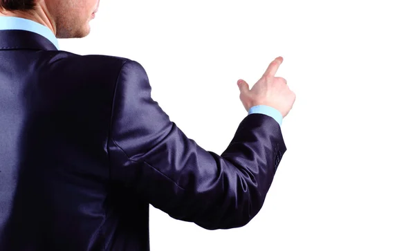 Geschäftsmann drückt auf Touchscreen-Schnittstelle — Stockfoto