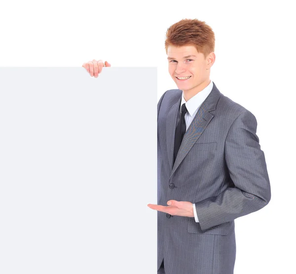 El joven hombre de negocios guapo aislado sobre un fondo blanco . — Foto de Stock