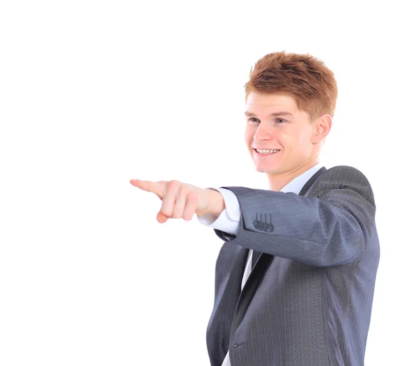 Der junge gutaussehende Geschäftsmann isoliert auf weißem Hintergrund. — Stockfoto