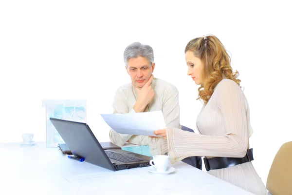 Empresarios discuten el plan de trabajo . — Foto de Stock