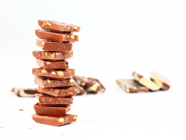Čokoládové tyčinky izolované na bílém pozadí — Stock fotografie