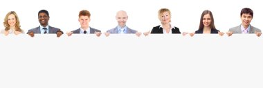 group of young smiling business . Over white background clipart